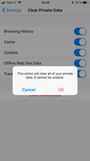 clear cache in firefox ios